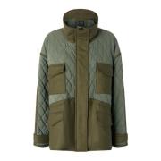 Pinko Quiltad Parkas med Hög Krage Green, Dam