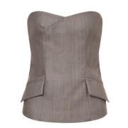 Alberta Ferretti Tweed Bustier Top med Twist Detaljer Brown, Dam