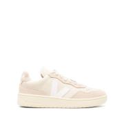 Veja Lädersneakers med mockapaneler Beige, Dam