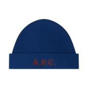 A.p.c. Blå Merinoull Beanie Mössa Blue, Unisex