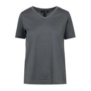 Max Mara Broderad V-ringad bomullst-shirt Gray, Dam