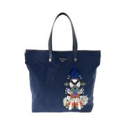 Prada Vintage Pre-owned Canvas totevskor Blue, Dam