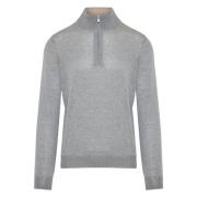 Gran Sasso Ull Half-Zip Stickat, Tillverkat i Italien Gray, Herr