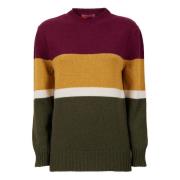 GALLO Kvinnors block grön crew-neck med flerfärgade ränder Multicolor,...