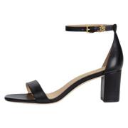 Ralph Lauren Bränd läder sandal skor Black, Dam