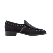 Pertini Blå Mocka Loafers med Nitar Blue, Dam