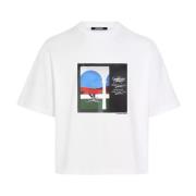 Jacquemus Vit T-shirt med 'The Scesa' Grafik White, Dam