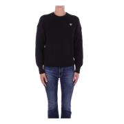 Guess Svart Logo Front Sweater Black, Dam