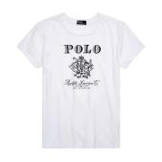 Ralph Lauren Vit bomull T-shirt med logotyp White, Dam