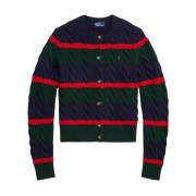 Ralph Lauren Kofta med randig flätstickning Multicolor, Dam