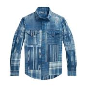 Ralph Lauren Patchwork skjorta Classic Fit Blue, Herr