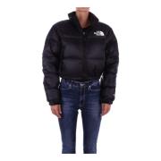 The North Face Svart Logotyp Fram Dragkedja Dunjacka Black, Dam