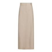 Neo Noir Maxi Kjol med Slits och Dragkedja Beige, Dam