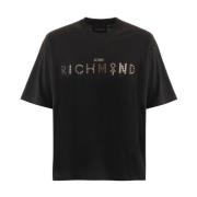 John Richmond T-shirt med varmtryckt tryck Black, Herr