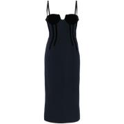 Sportmax Svart Midi Klänning med Bustier Stil Black, Dam