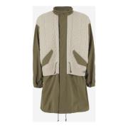 Junya Watanabe Khaki Ullblandning Parka med Dragkedja Green, Herr