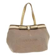 Prada Vintage Pre-owned Canvas handvskor Beige, Dam