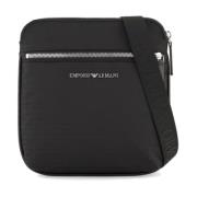 Emporio Armani Svart Nylon Jacquard Logo Axelväska Black, Herr