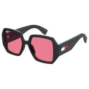 Tommy Jeans Svarta Acetat Unisex Solglasögon Black, Unisex