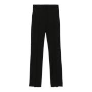 Sportmax Svarta Flanell Slim Byxor med Kristaller Black, Dam