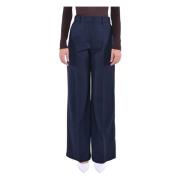 Max Mara Weekend Bred Ben Ull Stretch Palazzo Byxor Blue, Dam