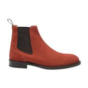 Testoni Venezia Chelsea English Suede Calf Orange, Herr