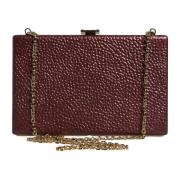 Dolce & Gabbana Maroon Läder Crossbody Clutch Väska Brown, Dam