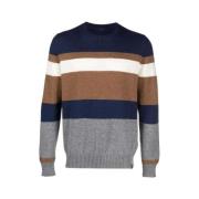 Fay Randig Crewneck Tröja Multicolor, Herr