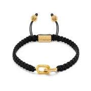 Nialaya Men's Black String Bracelet with Gold Interlocking Rings Yello...