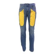 Jeckerson Denim Jeans med Gula Alcantara Patches Blue, Herr