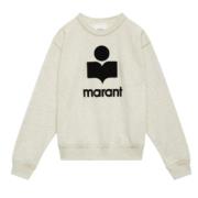 Isabel Marant Bomull Logo Sweatshirt Rund Hals Lång Ärm Gray, Herr