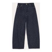 Ganni Fluffy Denim Jeans Blue, Dam