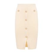 Blugirl Knapp Front Midi Stickad Kjol Beige, Dam