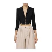 Elisabetta Franchi Kort blazer med krokar och dragkedja Black, Dam