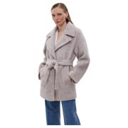 Estro Kvinnors Beige Ull Bälteslindad Trenchcoat Beige, Dam