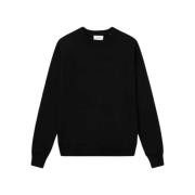 Les Deux Bomullstickad Crewneck Tröja Black, Herr