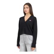 Tommy Jeans Svart Kort Cardigan Modern Outfit Touch Black, Dam