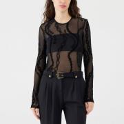 Versace Jeans Couture Genomskinlig tulle kedjeprint topp Black, Dam