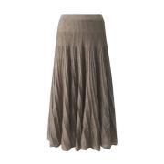 Twinset Lurex Plisserad Midi Kjol Brown, Dam