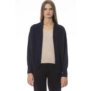 Baldinini Trendig Cardigan med Metall Monogram Blue, Dam