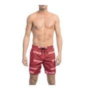 Bikkembergs Strandshorts med All-over Print och Elastisk Midja Red, He...