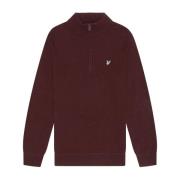 Lyle & Scott Stickad Lamull Kvart Zip Tröja Red, Herr