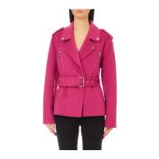 Liu Jo Fuchsia Ullblandad Bikerjacka Pink, Dam