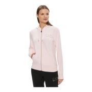 Emporio Armani EA7 Regular Fit Dragkedja Sweatshirt med Huva Pink, Dam