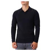 Genti Navy Långärmad Polotröja Blue, Herr