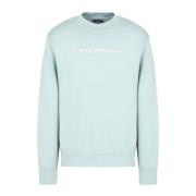 Emporio Armani Logo Print Crew Neck Sweaters Green, Herr