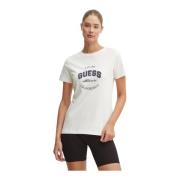 Guess T-shirt i bomull med logotyp White, Dam