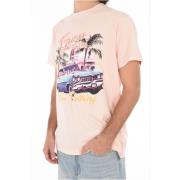 Guess Tryckt Regular T-shirt - Ros-kollektionen Pink, Herr