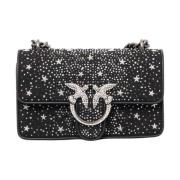 Pinko Mini Love Strass Handväska Svart Black, Dam