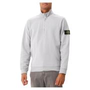 Stone Island Grå Half Zip Tröja Fleece Feel Gray, Herr